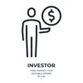 Investor editable stroke outline icon isolated on white background flat vector illustration. Pixel perfect. 64 x 64