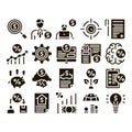 Investor Financial Glyph Set Vector