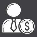 Investor glyph icon, business and finance