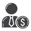 Investor glyph icon, business and finance