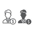 Investor line and glyph icon, finance and banking