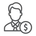 Investor line icon, finance and banking