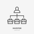 Investor line icon, vector pictogram of franchise. Shareholder stroke sign for business