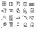 Investor realtor icons set, outline style