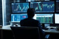 Investor tracking stock price trader shareholder global exchange financial advisor analysing market shares economy