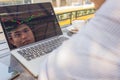 Investor watching the change of stock market on laptop. Royalty Free Stock Photo