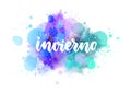 Invierno - lettering on watercolor splash