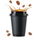 Invigorating Coffee Splash Aromatic Beans and Rich Brew in a Dynamic Composition on a Transparent Backdrop Royalty Free Stock Photo