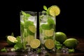 Invigorating Fresh mojito green drink. Generate Ai