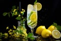 Invigorating Lemon sparkling drink. Generate Ai