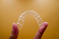 Invisalign retainer teeths, it`s a equipment for orthodontist give the patient to orthodontic surgery in dental clinic or hospita Royalty Free Stock Photo