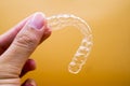 Invisalign retainer teeths, it`s a equipment for orthodontist give the patient to orthodontic surgery in dental clinic or hospita