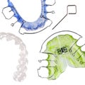 Invisible retainer and different braces Royalty Free Stock Photo