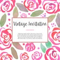 Invitarion card with watercolor vintage roses