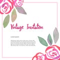 Invitarion card with watercolor vintage roses