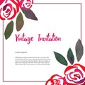 Invitarion card with watercolor vintage roses