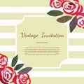 Invitarion card with watercolor vintage roses