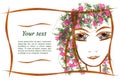 Invitation applique of of the girl`s face made of dry geranium