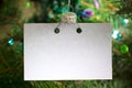 Invitation business empty card on the Christmas tree abstract background concept