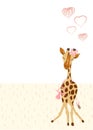 Invitation card for announcement new born with cute giraffe girl