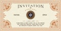 Invitation card antique frame label engraving border vector