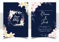 Wedding Invitation Card with beautiful blooming floral watercolor background. Elegant wedding card with beautiful floral vector. Royalty Free Stock Photo
