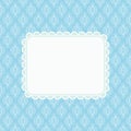 Invitation card with blank space for text on blue damask background. Vector illustration Royalty Free Stock Photo