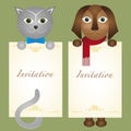 Invitation card cat kitten dog retro hipster Royalty Free Stock Photo