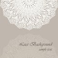 Invitation card with delicate crochet lace round ornament Royalty Free Stock Photo