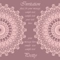 Invitation card with delicate crochet lace round ornament Royalty Free Stock Photo