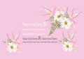 Invitation card flowers concept come with pink color tree flower bouquet cherry blossom,cosmos,and Royalty Free Stock Photo