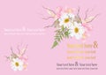 Invitation card flowers concept come with pink color tree flower bouquet cherry blossom,cosmos,and Royalty Free Stock Photo