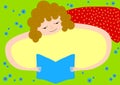 Invitation Card with Girl Reading a book Royalty Free Stock Photo