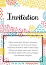 Invitation card. Hand drawn lettering. Background with abstract hand drawn textures