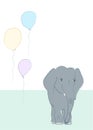 Invitation card for happy birthday party with cute elephant and balloons Royalty Free Stock Photo