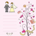 Invitation card with a love tree, hearts