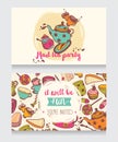 Invitation card for mad tea party or cute funny business card for tea room