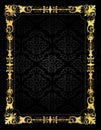 Invitation card ornamental frame and damask backgr