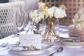 Invitation card on outdoor wedding table Royalty Free Stock Photo