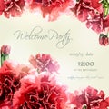 Invitation card with watercolor carnation frame