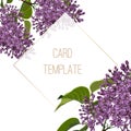 Invitation cards with beautiful spring lilac flowers Royalty Free Stock Photo