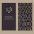 Invitation, cards with ethnic arabesque elements. Arabesque style design. Business cards. Royalty Free Stock Photo