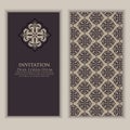 Invitation, cards with ethnic arabesque elements. Arabesque style design. Business cards. Royalty Free Stock Photo