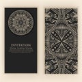 Invitation, cards with ethnic arabesque elements. Arabesque style design. Business cards.