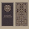 Invitation, cards with ethnic arabesque elements. Arabesque style design. Business cards. Royalty Free Stock Photo