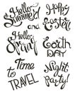 Invitation and congratulations lettering vector set