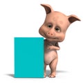 invitation from a cute and funny toon pig, 3d-illustration Royalty Free Stock Photo