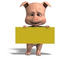 invitation from a cute and funny toon pig, 3d-illustration