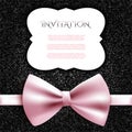 Invitation decorative card template with bow and glitter