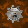 Invitation flyer on retro steampunk party in brown